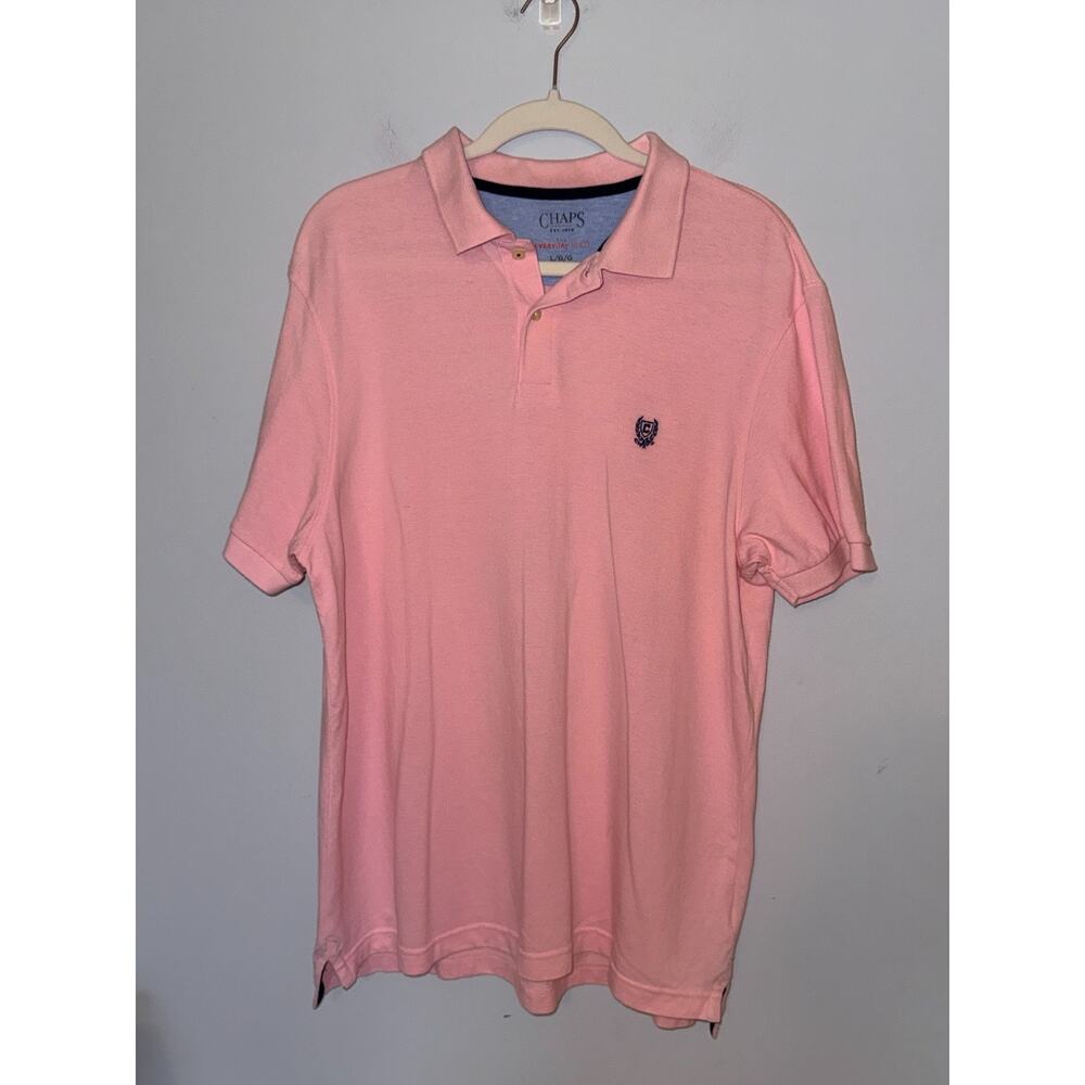 Chaps Mens The Everyday Polo Shirt 100% Cotton Size Large Light Pink Golf Preppy